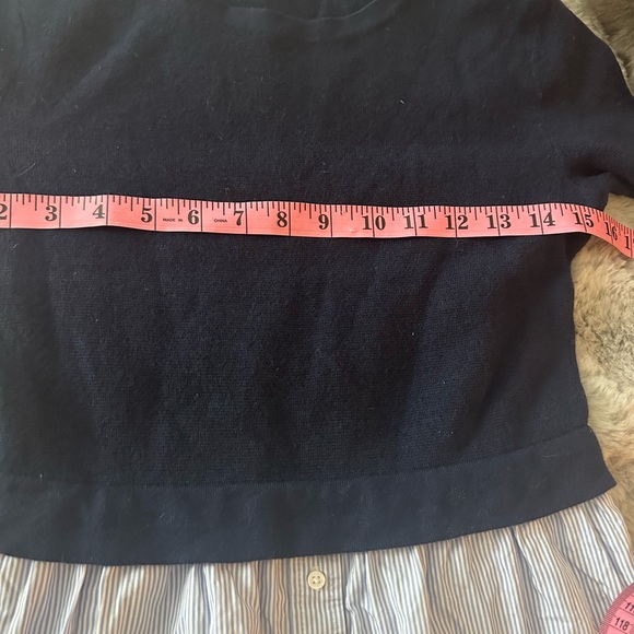 Club Monaco Blue White/Blue Striped Berdine Wool Bell Cuffs Sweater Shirt S/P - Picture 14 of 15